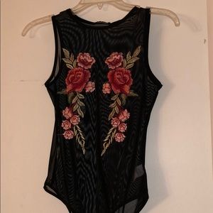 black floral bodysuit